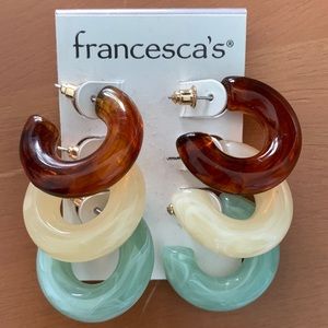 3 pairs of 1 “ hoop earrings Francesca’s.
